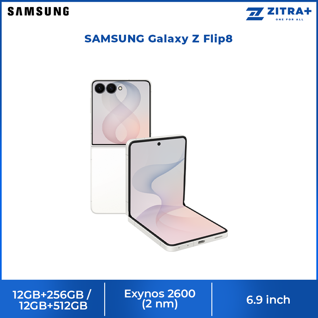 SAMSUNG Galaxy Z Flip8 12GB+256GB / 12GB+512GB | 6.9 inch, Foldable Dynamic | 50MP Rear Camera | Exynos 2600 (2 nm) | Android 17, One UI 9 | Li-Po 4300mAh, 25W Fast Charge