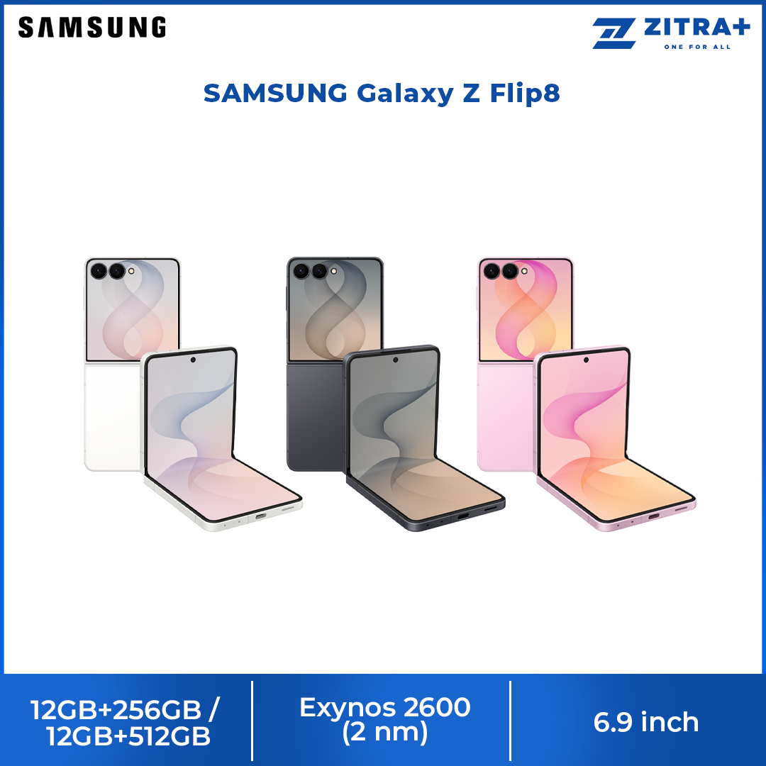 SAMSUNG Galaxy Z Flip8 12GB+256GB / 12GB+512GB | 6.9 inch, Foldable Dynamic | 50MP Rear Camera | Exynos 2600 (2 nm) | Android 17, One UI 9 | Li-Po 4300mAh, 25W Fast Charge