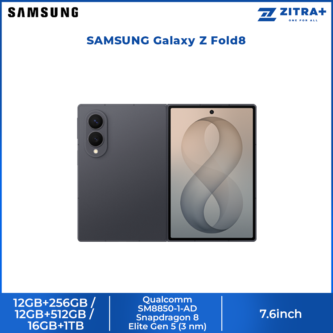 SAMSUNG Galaxy Z Fold8 12GB+256GB/ 12GB+512GB/ 16GB+1TB | 7.6inch, Foldable Dynamic | Rear Camera 50MP | Qualcomm SM8850-1-AD Snapdragon 8 Elite Gen 5 (3 nm) | Li-Po 4800mAh, 45W Fast Charge