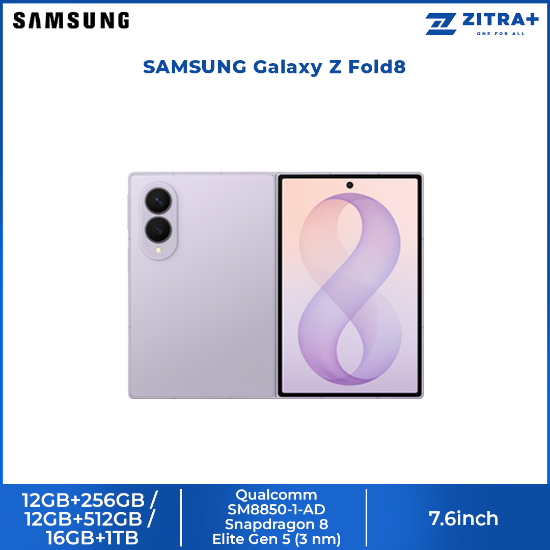 SAMSUNG Galaxy Z Fold8 12GB+256GB/ 12GB+512GB/ 16GB+1TB | 7.6inch, Foldable Dynamic | Rear Camera 50MP | Qualcomm SM8850-1-AD Snapdragon 8 Elite Gen 5 (3 nm) | Li-Po 4800mAh, 45W Fast Charge
