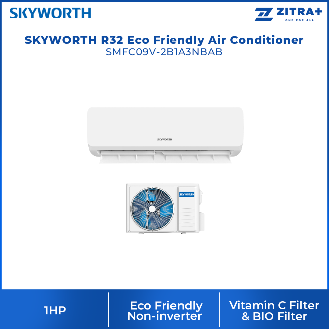 SKYWORTH R32 Eco Friendly Vitamin C & Bio Fresh Air Conditioner SMFC09V-2B1A3NBAB SMFC12V-3B1A3NBAB SMFC18V-5B1A3NBAB SMFC24V-6B1A3NBAB | BIO Filter | Vitamin C Filter