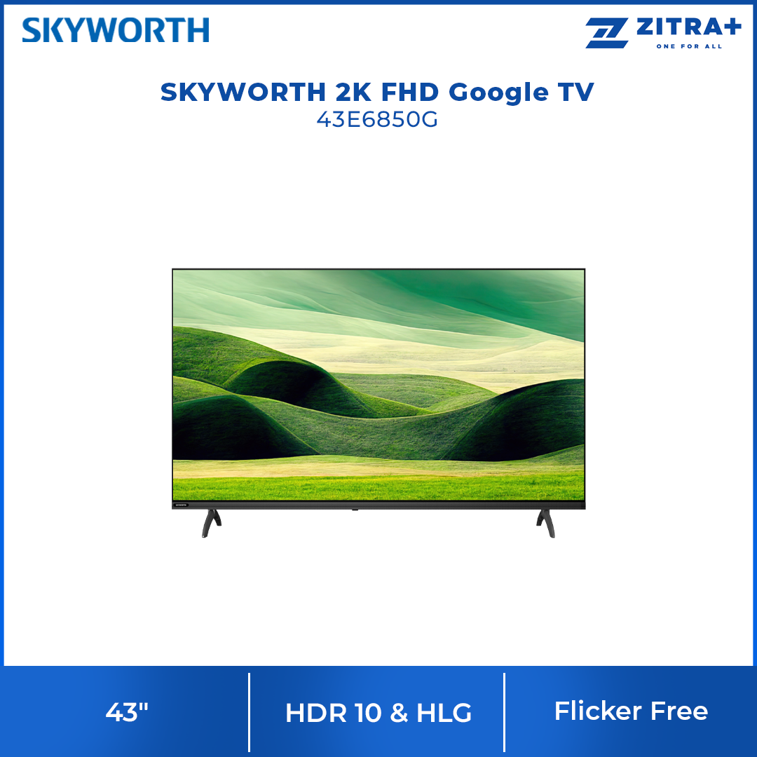 SKYWORTH 43" 2K FHD Google TV 43E6850G | S AI Engine | Visual Aid | HDR 10 & HLG | Dolby Audio & Wonder Audio