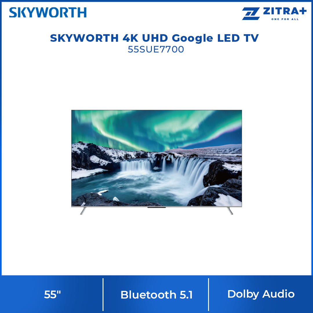 SKYWORTH 55" 4K UHD Google LED TV 55SUE7700 | Chameleon Extreme 2.0 | HDR10 & HLG | Eye Protection