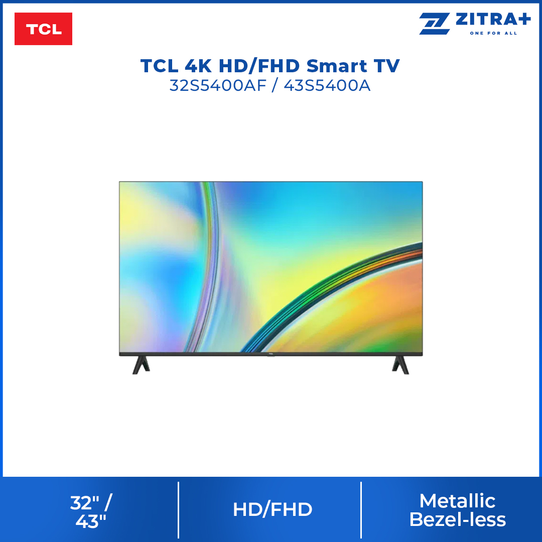 TCL 32 inches 43 inches 4K Android Smart TV 32S5400AF/ 43S5400A | Dolby Audio | Bezel-less Design