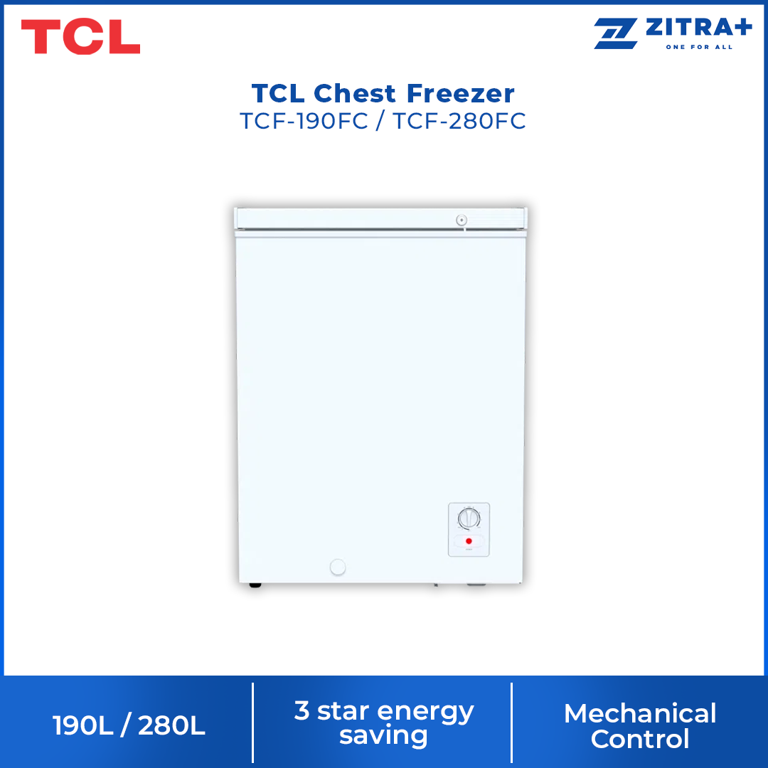 TCL 190L/280L Chest Freezer TCF-190FC/TCF-280FC | Power indicator function | Mechanical Control | Storage basket