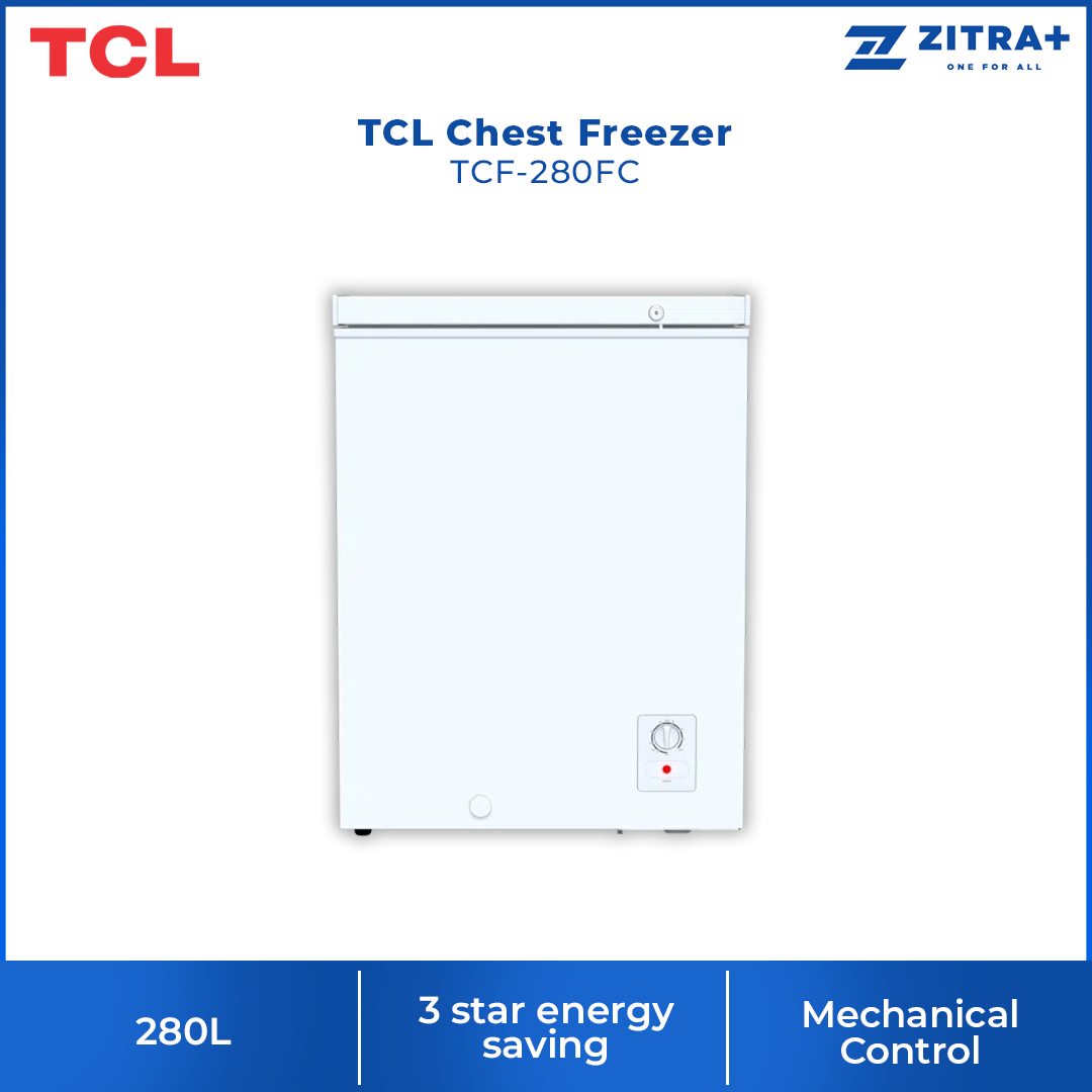 TCL 190L/280L Chest Freezer TCF-190FC/TCF-280FC | Power indicator function | Mechanical Control | Storage basket