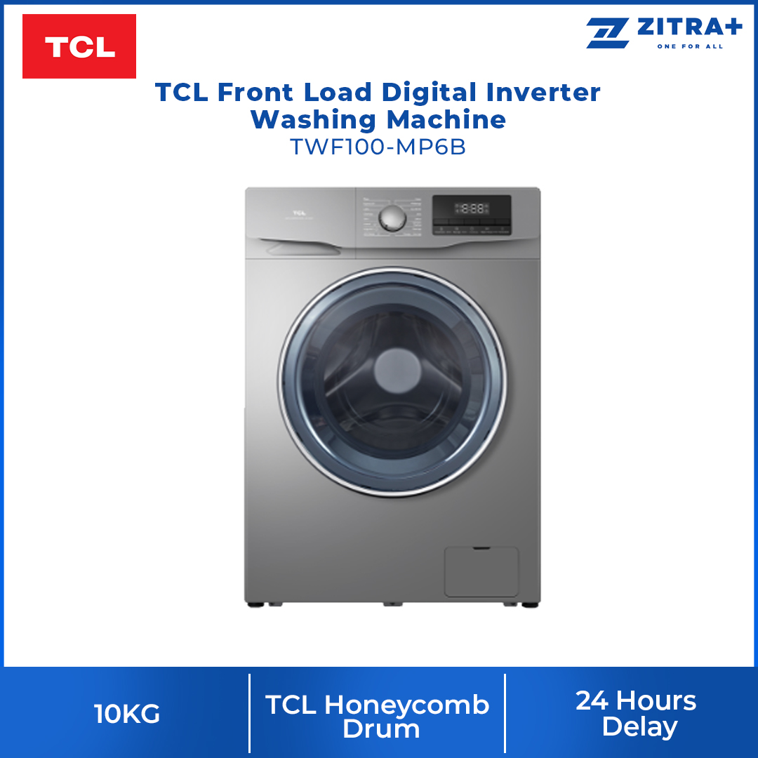 TCL 8KG/10KG Steam Front Load Inverter Washing Machine TWF80-MP6B/TWF100-MP6B | Inverter Motor | Steam Wash | Heat Sterilization | 2  Year General Warranty   3  Year Panel Warranty  10 Year Motor Warranty