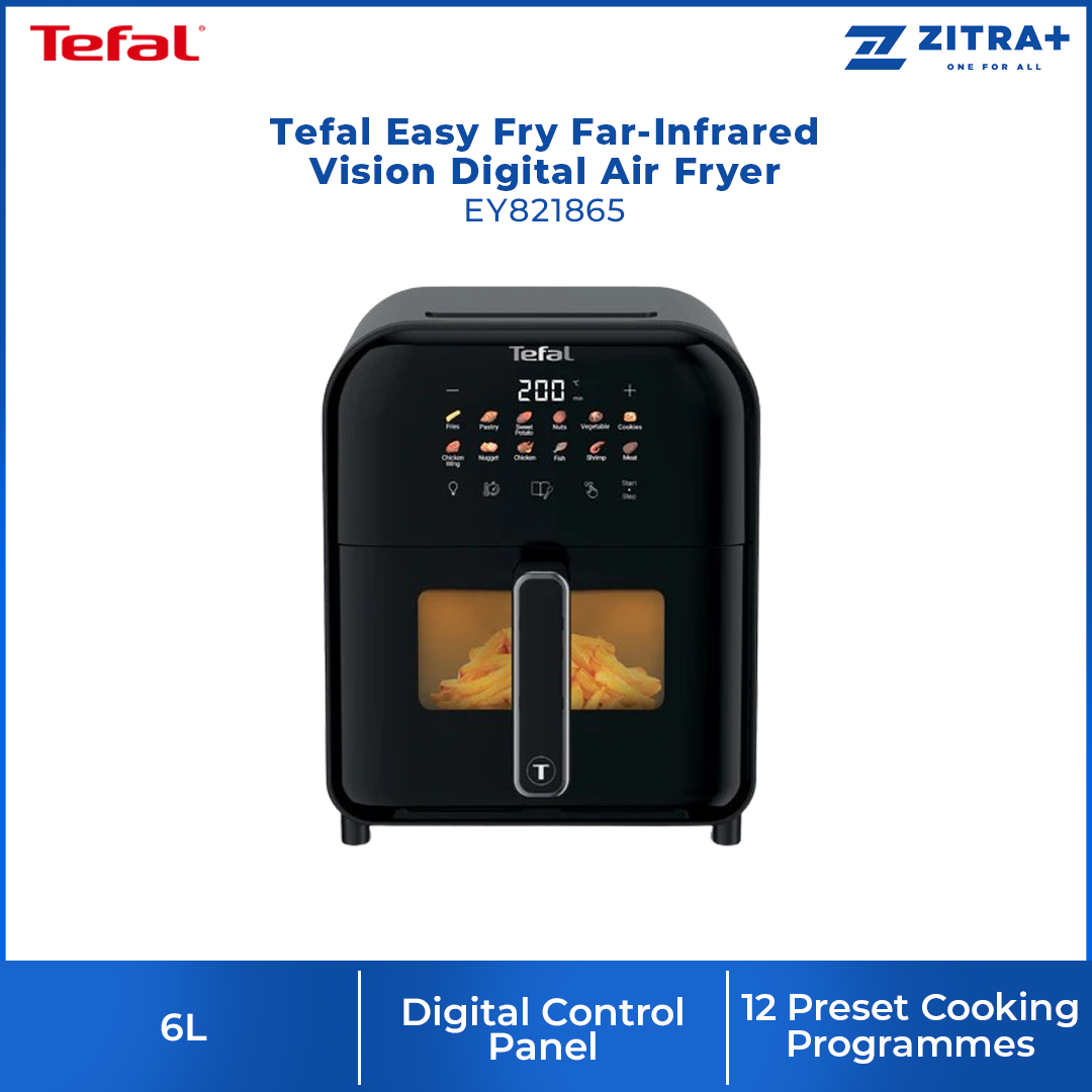 Tefal 6L Easy Fry Far-Infrared Vision Digital Air Fryer EY821865 | Far-Infrared Technology | Digital Control Panel | With Viewing Window