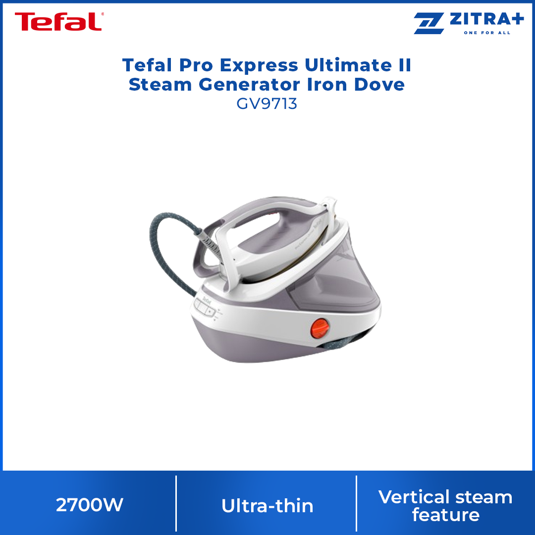 Tefal 2700W Pro Express Ultimate II Steam Generator Iron Dove GV9713 | Ultra Steam Technology | No Burn Risk