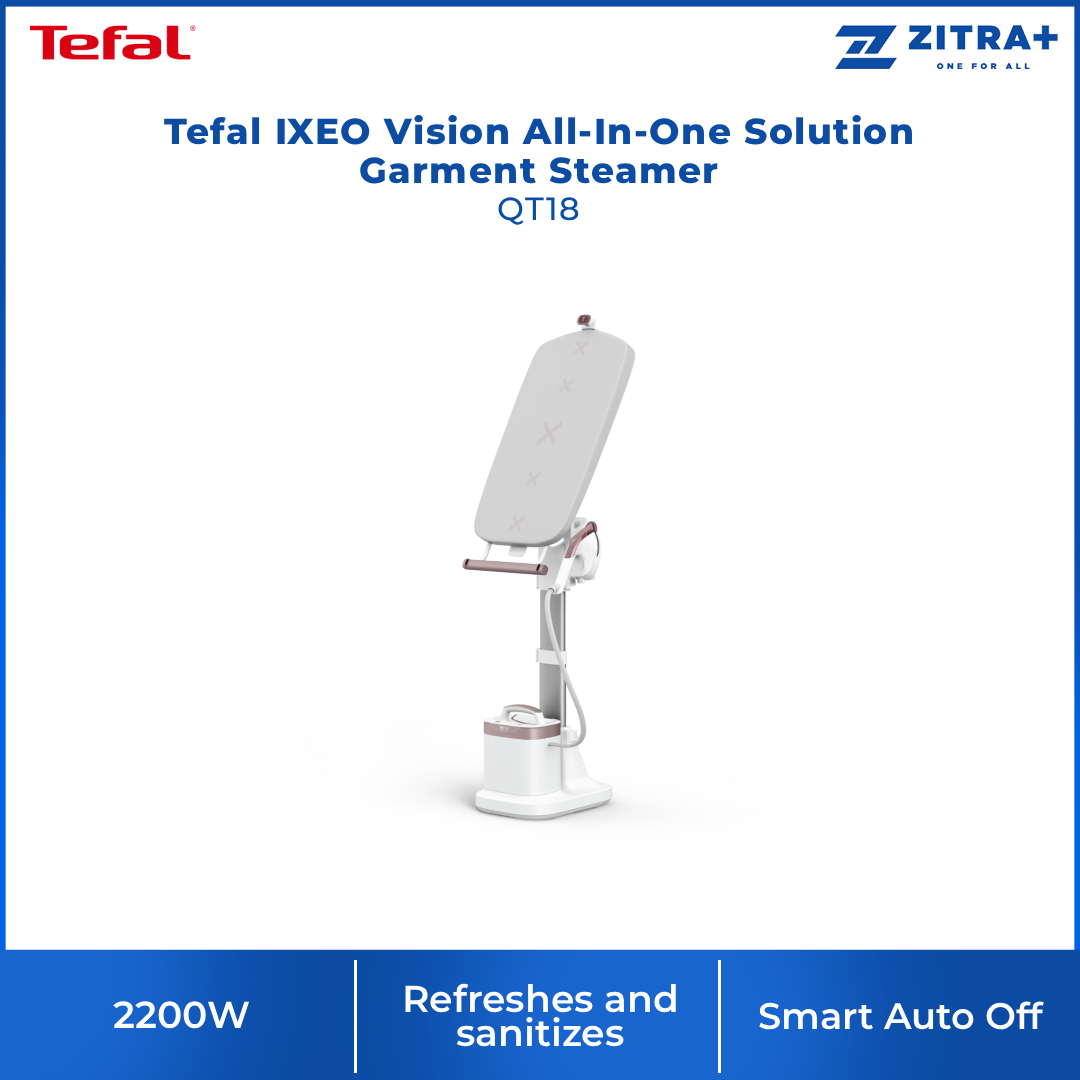 Tefal 2200W IXEO Vision All-In-One Solution Garment Steamer QT18 | Steam output up to 80g/min | Fast heat-up | Smart Auto Off