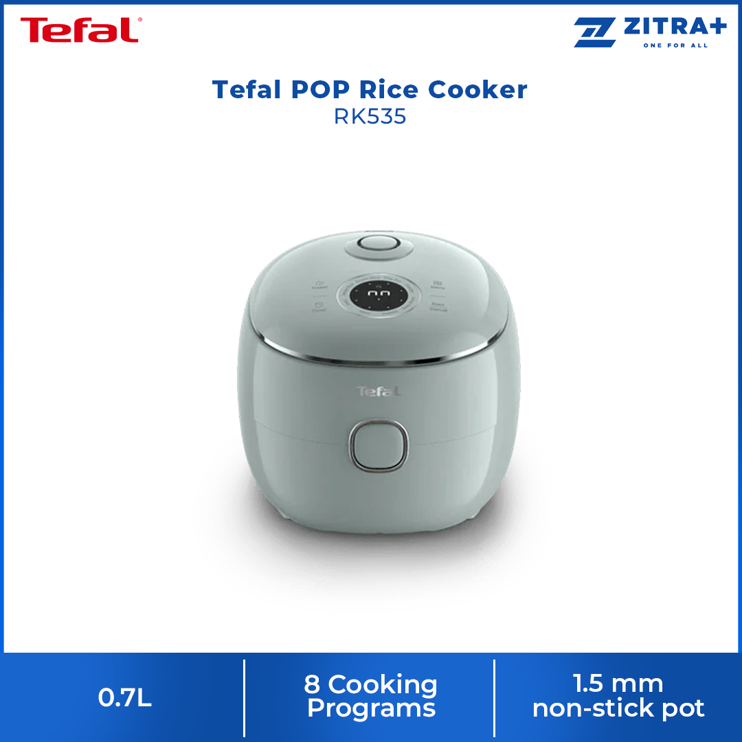 Tefal 0.7L POP Rice Cooker RK535 (periuk nasi) | Digital Smart Cooking Technology | 8 Cooking Programs | 1.5 mm non-stick pot