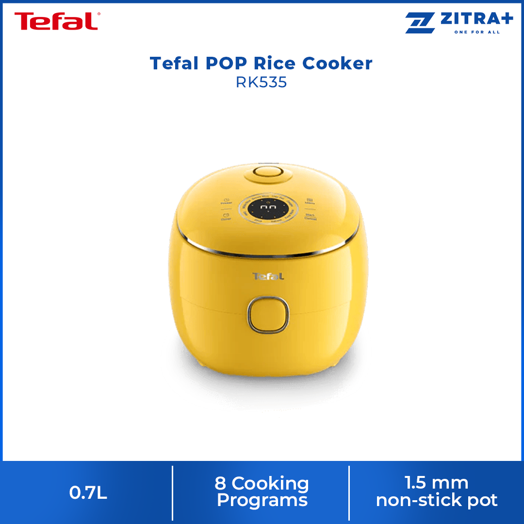Tefal 0.7L POP Rice Cooker RK535 (periuk nasi) | Digital Smart Cooking Technology | 8 Cooking Programs | 1.5 mm non-stick pot