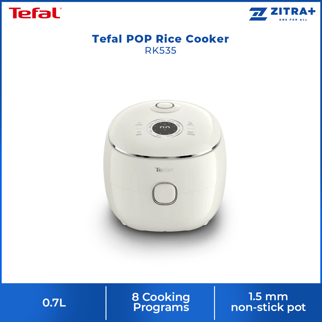 Tefal 0.7L POP Rice Cooker RK535 (periuk nasi) | Digital Smart Cooking Technology | 8 Cooking Programs | 1.5 mm non-stick pot