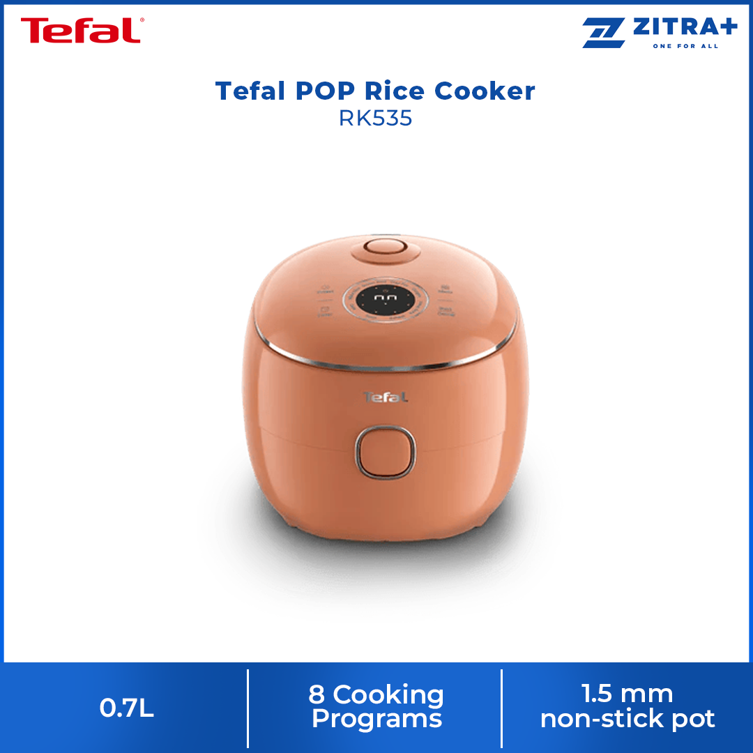 Tefal 0.7L POP Rice Cooker RK535 (periuk nasi) | Digital Smart Cooking Technology | 8 Cooking Programs | 1.5 mm non-stick pot