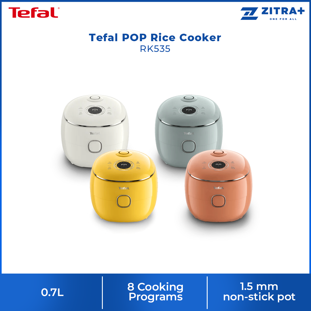 Tefal 0.7L POP Rice Cooker RK535 (periuk nasi) | Digital Smart Cooking Technology | 8 Cooking Programs | 1.5 mm non-stick pot