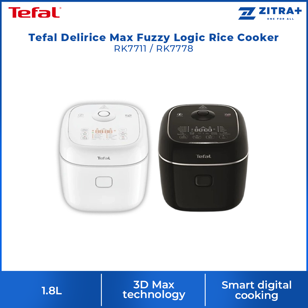 Tefal 1.8L Delirice Max Fuzzy Logic Rice Cooker RK7711 / RK7778 | 3D Max technology | Exclusive spherical pot | Up to 10% energy savings |  Smart digital cooking