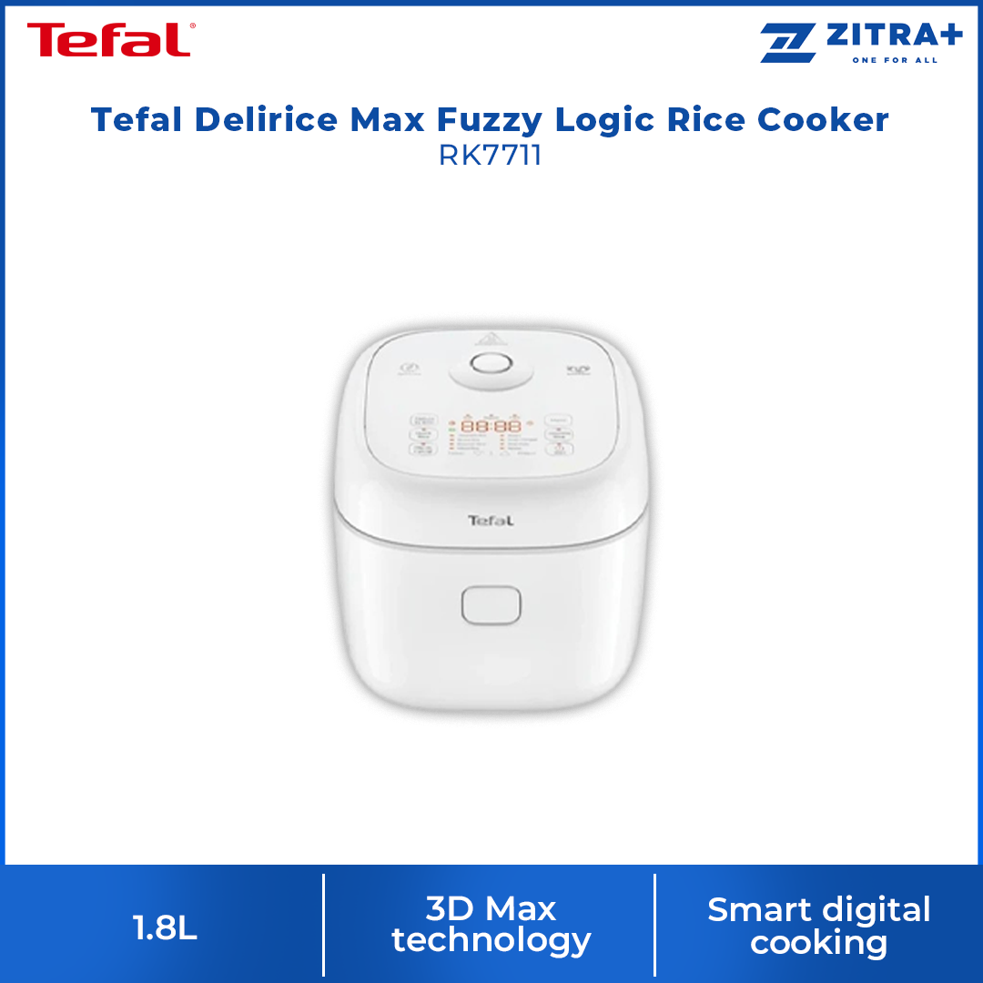 Tefal 1.8L Delirice Max Fuzzy Logic Rice Cooker RK7711 / RK7778 | 3D Max technology | Exclusive spherical pot | Up to 10% energy savings |  Smart digital cooking