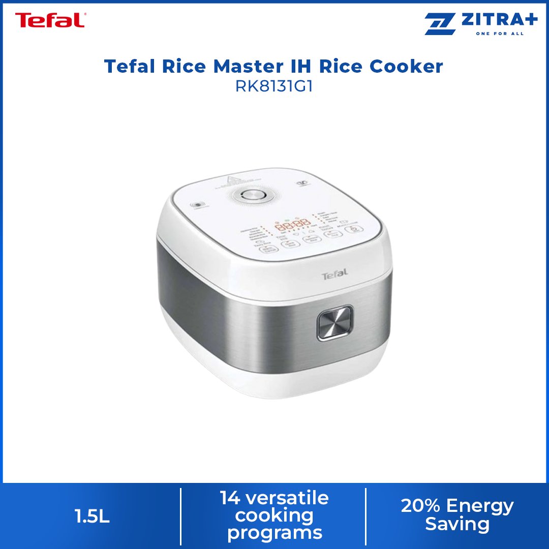 Tefal 1.5L Rice Master IH Rice Cooker RK8131G1 | Digital Smart Cooking | 14 versatile cooking programs | Touch control panel