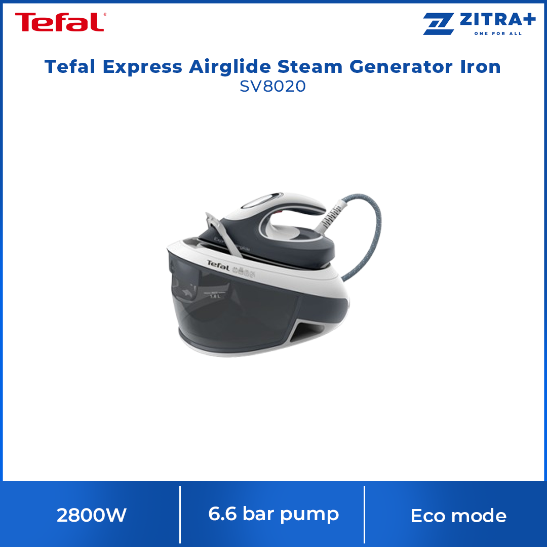 Tefal 2800W Express Airglide Steam Generator Iron SV8020 | Eco mode | Extra-powerful | Ultra-Smooth Durilium Airglide