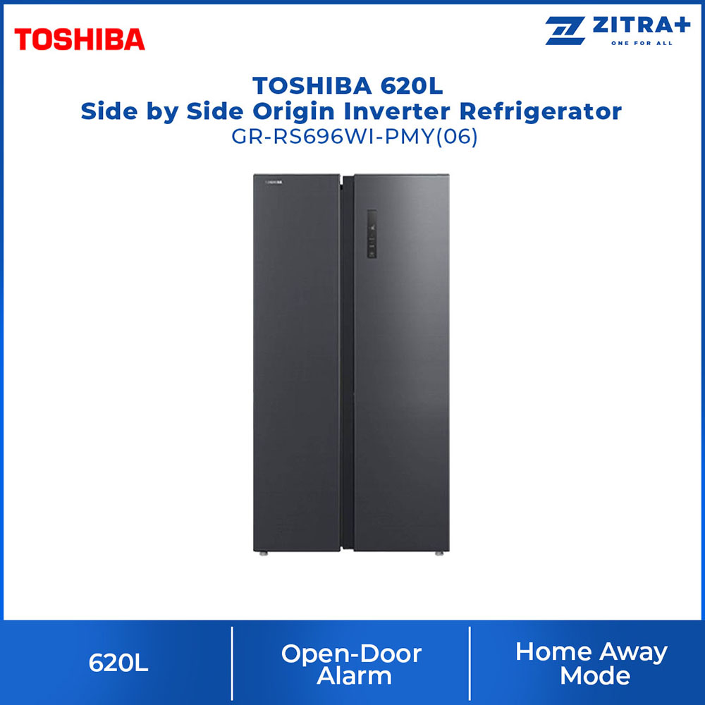 TOSHIBA 620L Side by Side Origin Inverter Refrigerator GR-RS696WI-PMY(06) | Open-Door Alarm | Super Cooling & Super Freezing | Home Away Mode | Pure BIO | Smart Temperature Control | Refrigerator with 1 Year Warranty