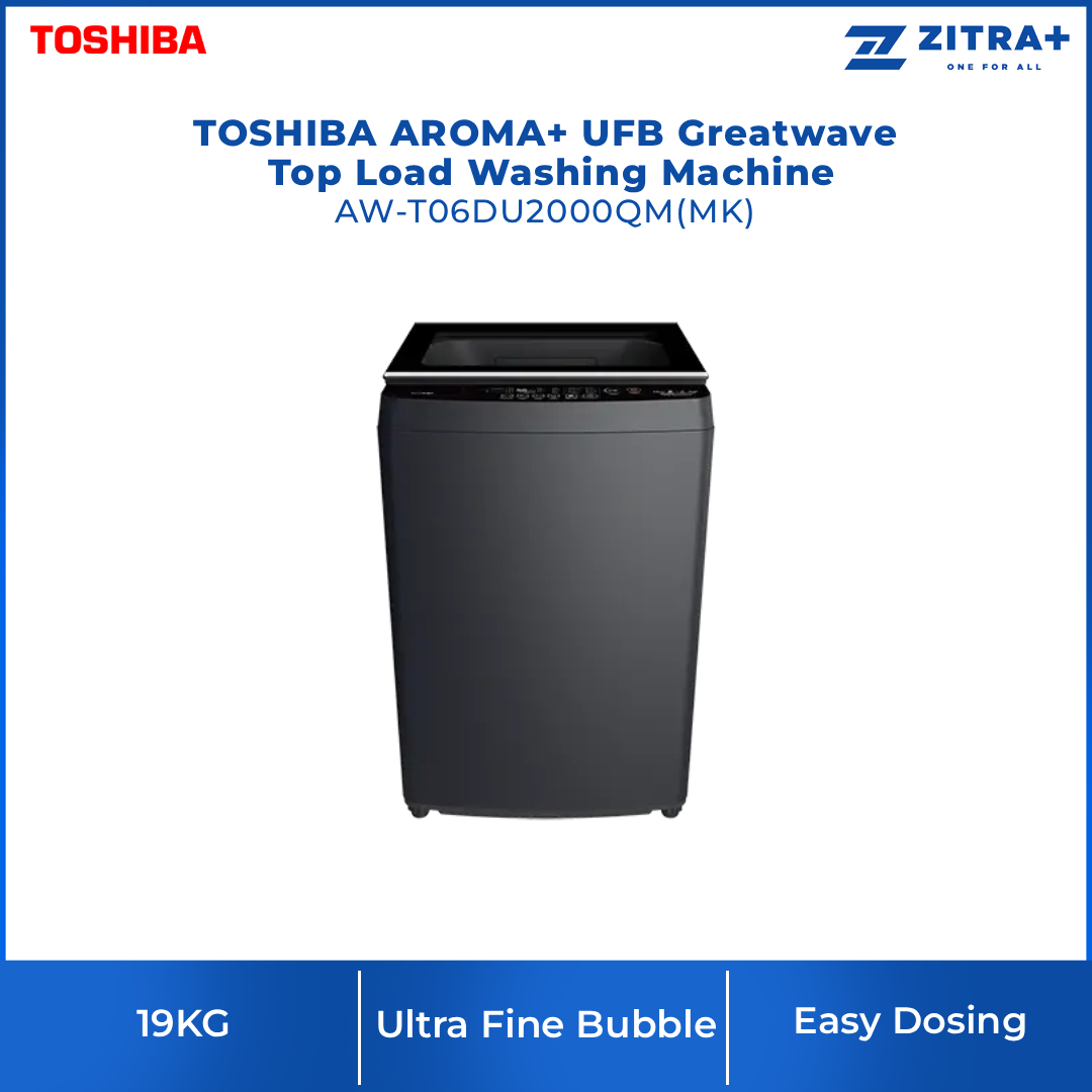 TOSHIBA 19KG AROMA+ UFB Greatwaves Top Load Washing Machine AW-T06DU2000QM(MK) | Ultra Fine Bubble | Origin Inverter