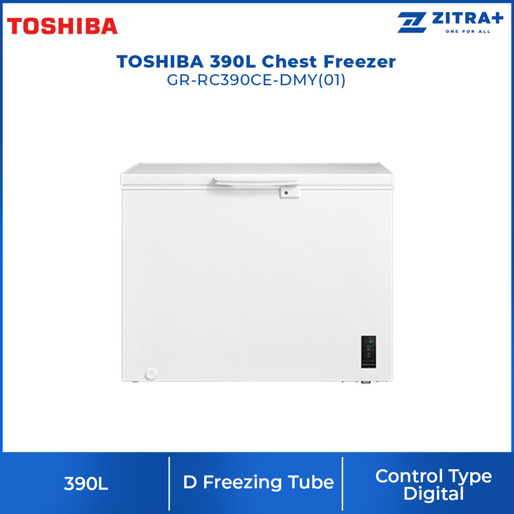 TOSHIBA 390L Chest Freezer GR-RC390CE-DMY(01) | Quiet & Slim Hinge | 2 in 1 CHEST FREEZER | D Freezing Tube | Freezer with 1 Year Warranty