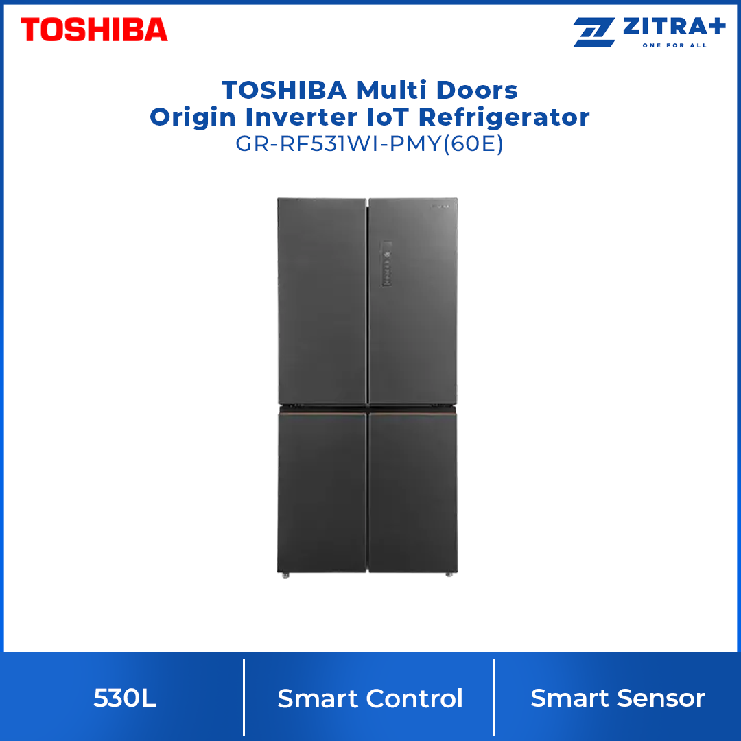 TOSHIBA 530L Multi Doors Origin Inverter IoT Refrigerator GR-RF531WI-PMY(60E) | Smart Control | PUREBIO- Ag+ ion | Smart Sensor