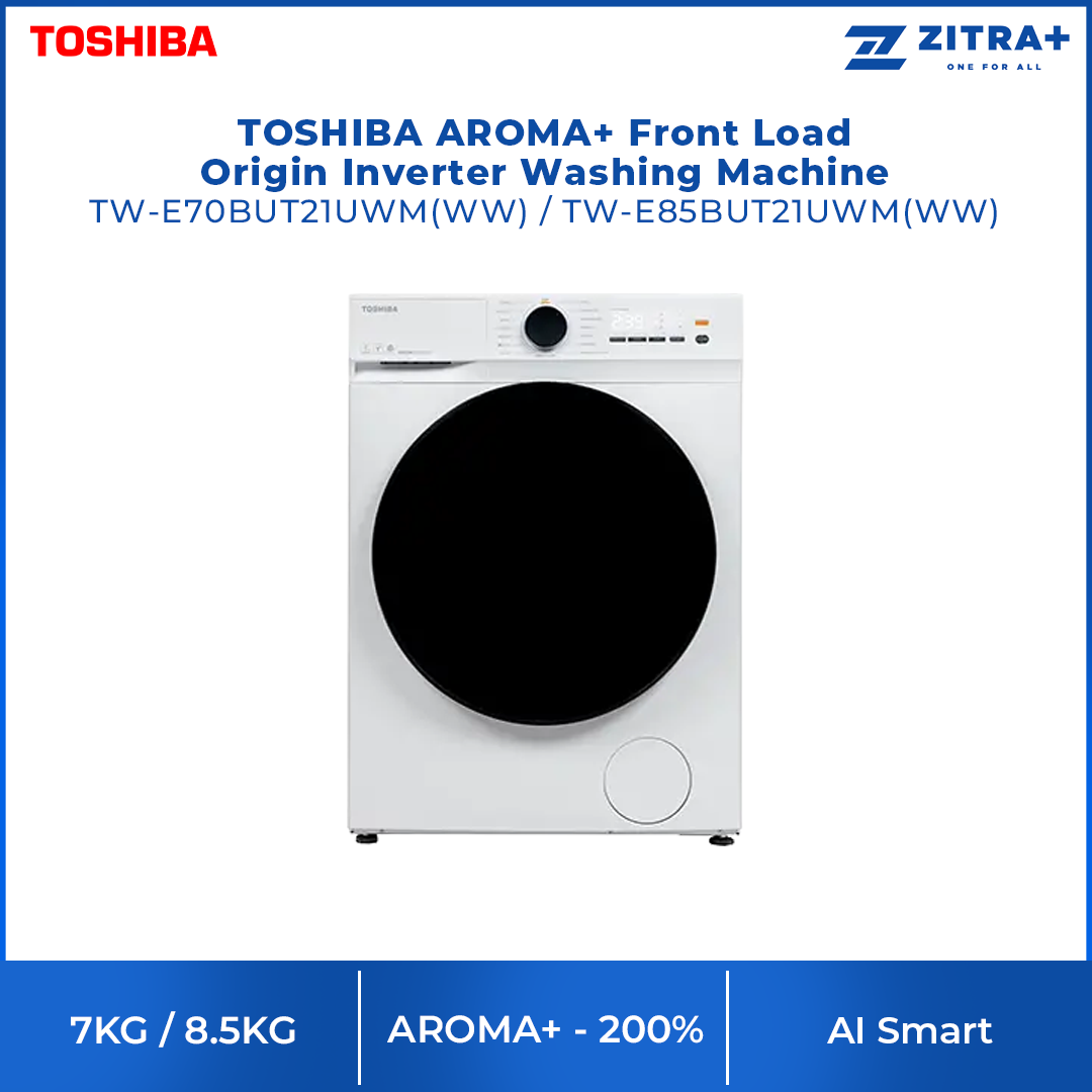 TOSHIBA 7KG/8.5KG AROMA+ Front Load Origin Inverter Washing Machine TW-E70BUT21UWM(WW) / TW-E85BUT21UWM(WW) | AROMA+ - 200% | Ultra Fine Bubble