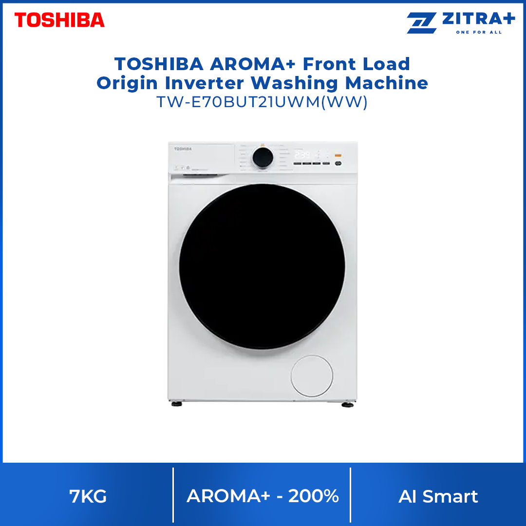 TOSHIBA 7KG/8.5KG AROMA+ Front Load Origin Inverter Washing Machine TW-E70BUT21UWM(WW) / TW-E85BUT21UWM(WW) | AROMA+ - 200% | Ultra Fine Bubble
