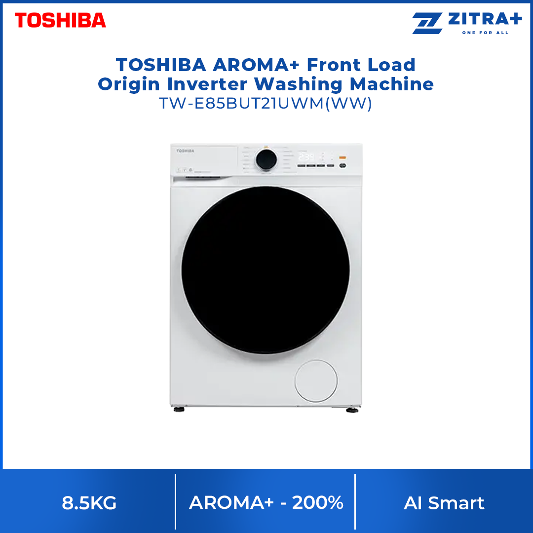 TOSHIBA 7KG/8.5KG AROMA+ Front Load Origin Inverter Washing Machine TW-E70BUT21UWM(WW) / TW-E85BUT21UWM(WW) | AROMA+ - 200% | Ultra Fine Bubble