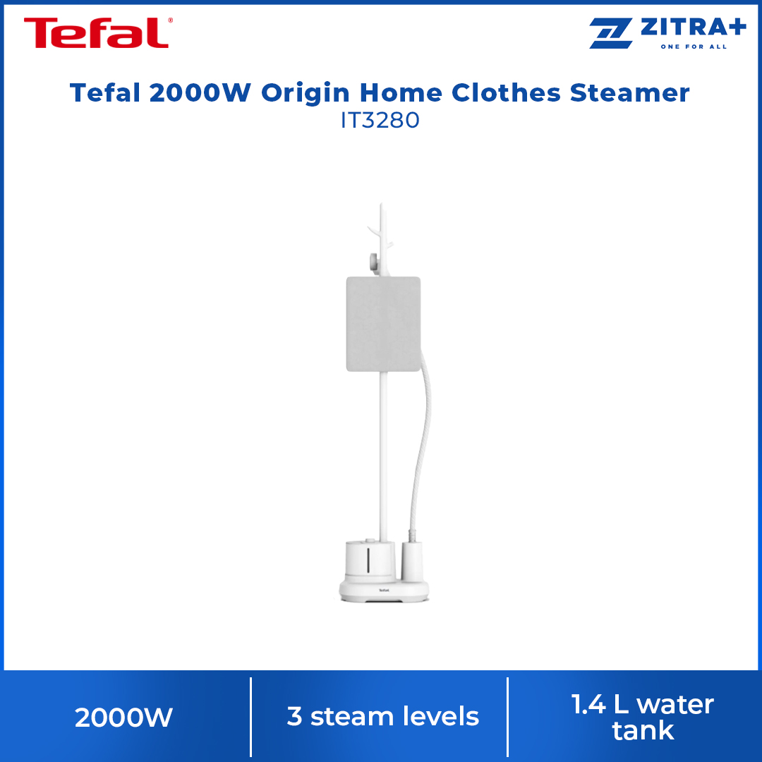 Tefal 2000W Origin Home Clothes Steamer IT3280 | 3 Steam Levels |  1.4L Water Tank | 45 Seconds To Complete Heating
