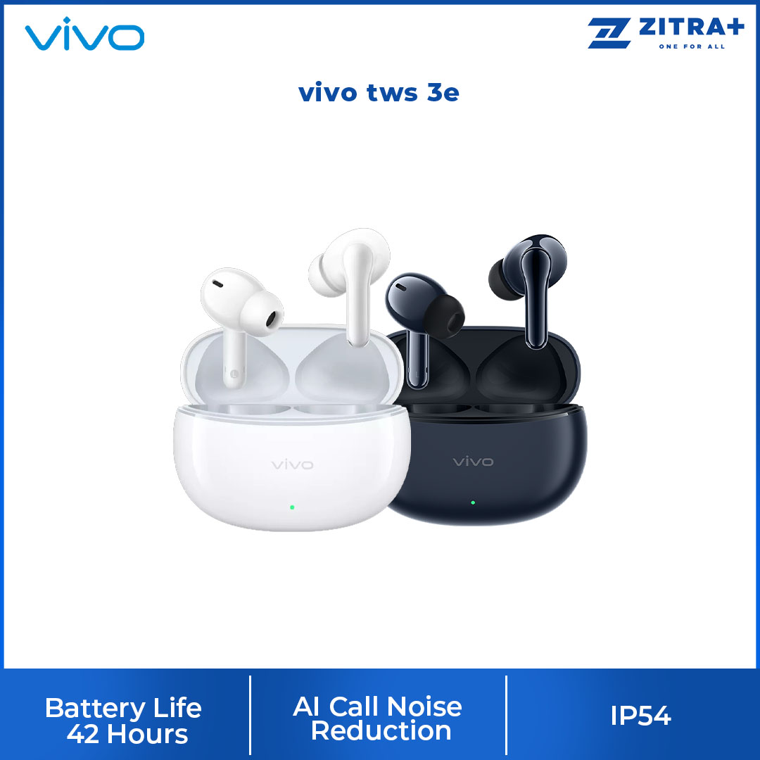 vivo TWS 3e | Fast Charging | Battery Life 42 Hours | AI Call Noise Reduction | Smart Touch Control | Dual Device Connection |  Water Resistance Earphone Protection | Earbuds with 1 Year Warranty