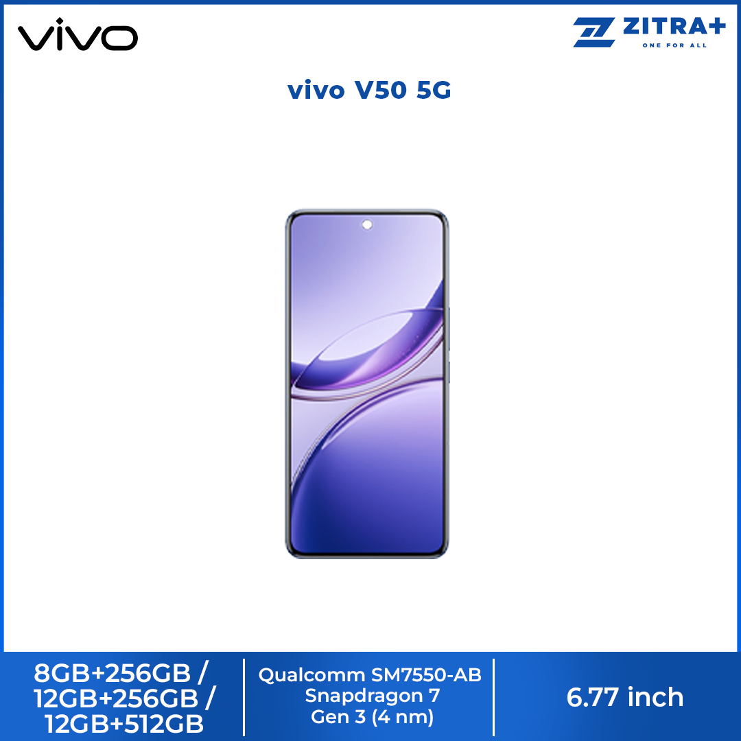 vivo V50 5G 8GB+256GB/12GB+256GB/12GB+512GB | 6.77 inches, AMOLED | Qualcomm SM7550-AB Snapdragon 7 Gen 3 (4 nm) | Li-Po 6000 mAh, 90W Flashcharge
