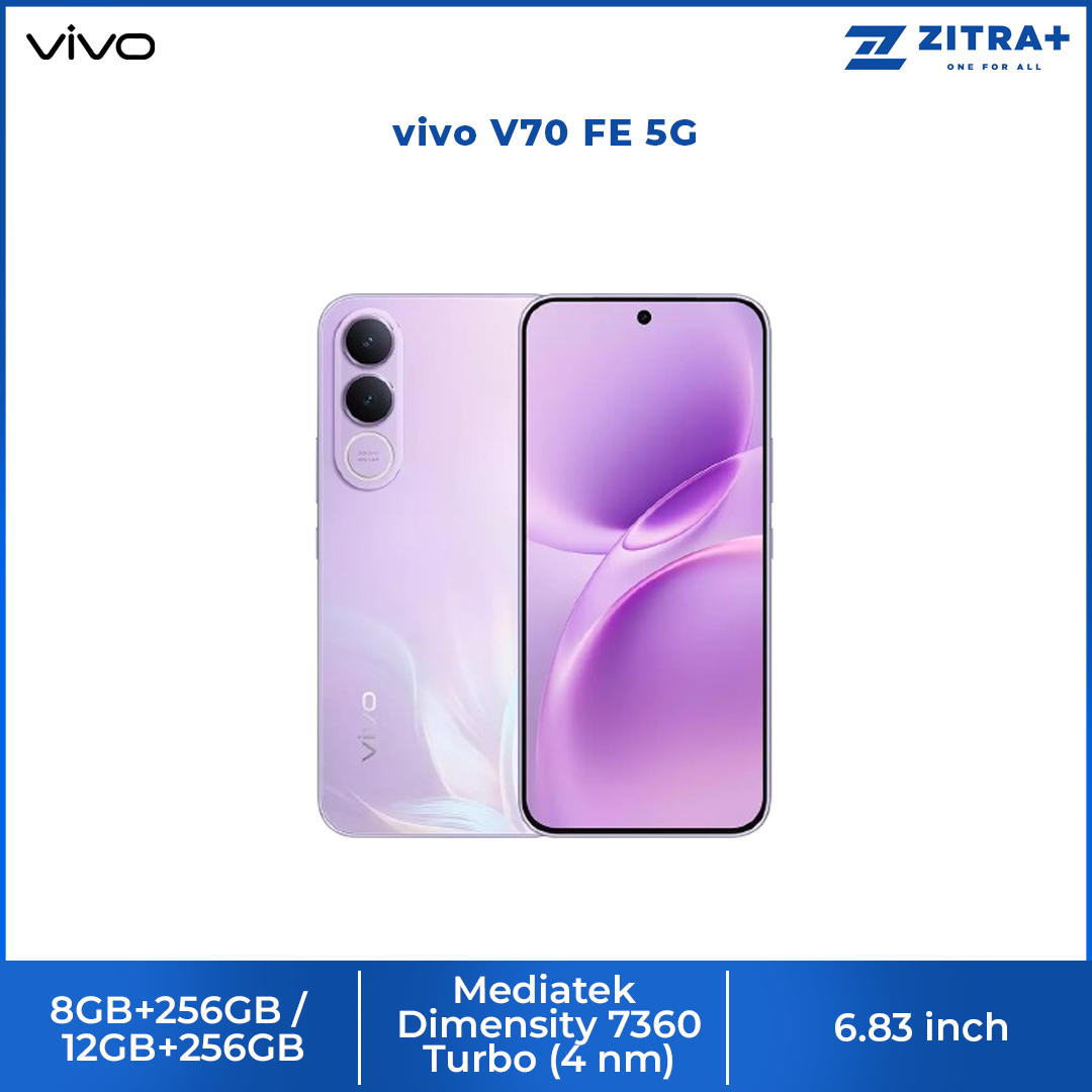 vivo V70 FE 5G 8GB+256GB/ 12GB+256GB | 6.83 inches | 200MP Rear Camera | Mediatek Dimensity 7360 Turbo (4 nm) | Android 16, OriginOS 6 | 7000mAh, 90W Fast Charge