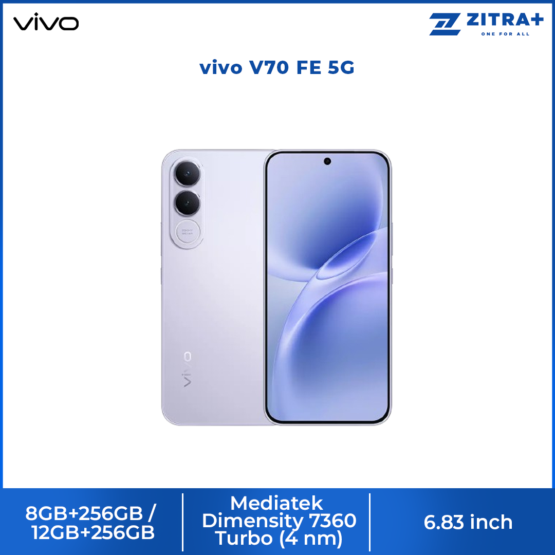 vivo V70 FE 5G 8GB+256GB/ 12GB+256GB | 6.83 inches | 200MP Rear Camera | Mediatek Dimensity 7360 Turbo (4 nm) | Android 16, OriginOS 6 | 7000mAh, 90W Fast Charge