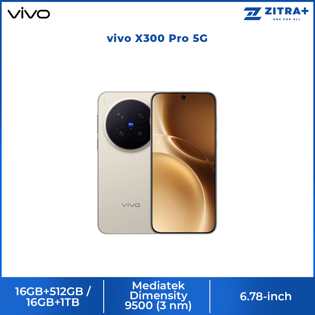 vivo X300 Pro 5G | 200MP ZEISS APO Telephoto Camera | 6510mAh BlueVolt Battery | Dimensity 9500 | 90W FlashCharge | IP68&69 Dust & Water Resistance