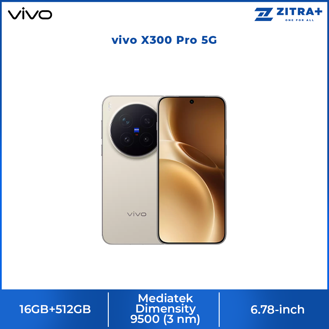 vivo X300 Pro 5G 16GB+512GB | 6.78-inch | 200MP Rear Camera | Mediatek Dimensity 9500 (3 nm) | Dual SIM | Li-Po 6510 mAh