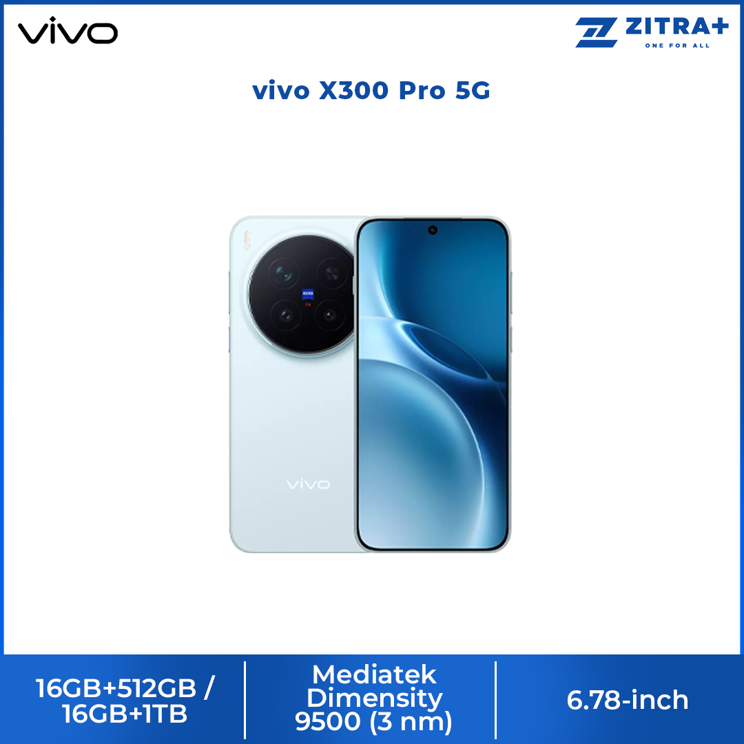 vivo X300 Pro 5G | 200MP ZEISS APO Telephoto Camera | 6510mAh BlueVolt Battery | Dimensity 9500 | 90W FlashCharge | IP68&69 Dust & Water Resistance