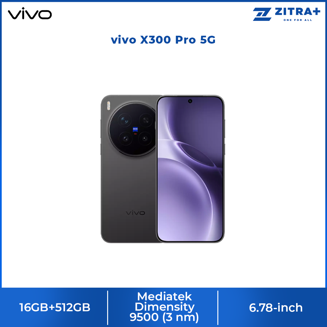 vivo X300 Pro 5G 16GB+512GB | 6.78-inch | 200MP Rear Camera | Mediatek Dimensity 9500 (3 nm) | Dual SIM | Li-Po 6510 mAh