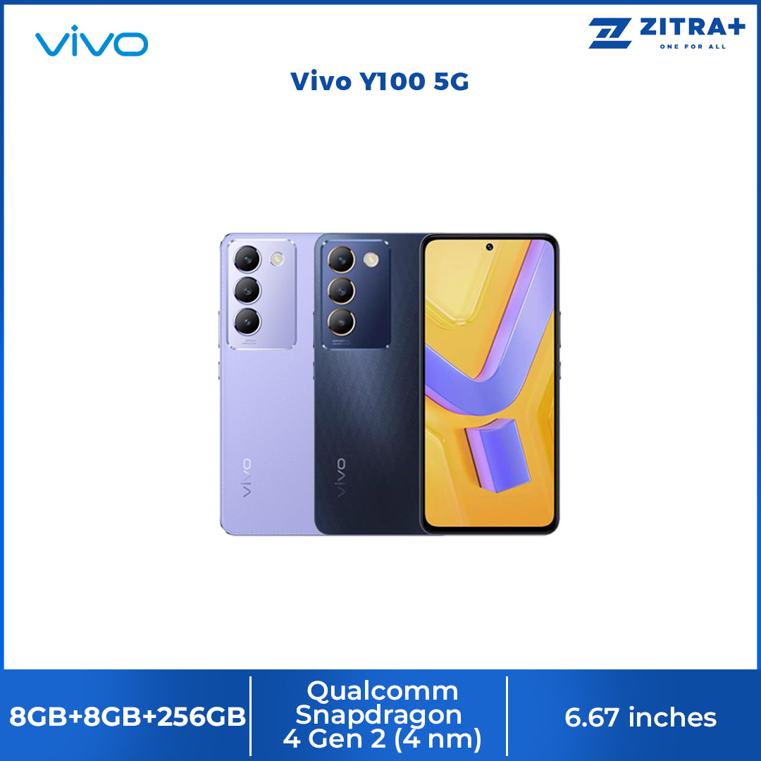 vivo Y100 5G 8GB+8GB+256GB | 80W FlashCharge | 4-Year Battery Health | 24-Dimension Security Protection | Smartphone with 1 Year Warranty