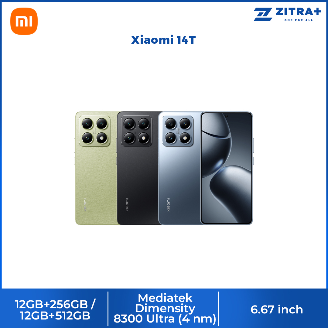 Xiaomi 14T 12GB + 256GB/512GB | 6.67", AMOLED | Mediatek Dimensity 8300 Ultra (4 nm) | 67W turbo charging