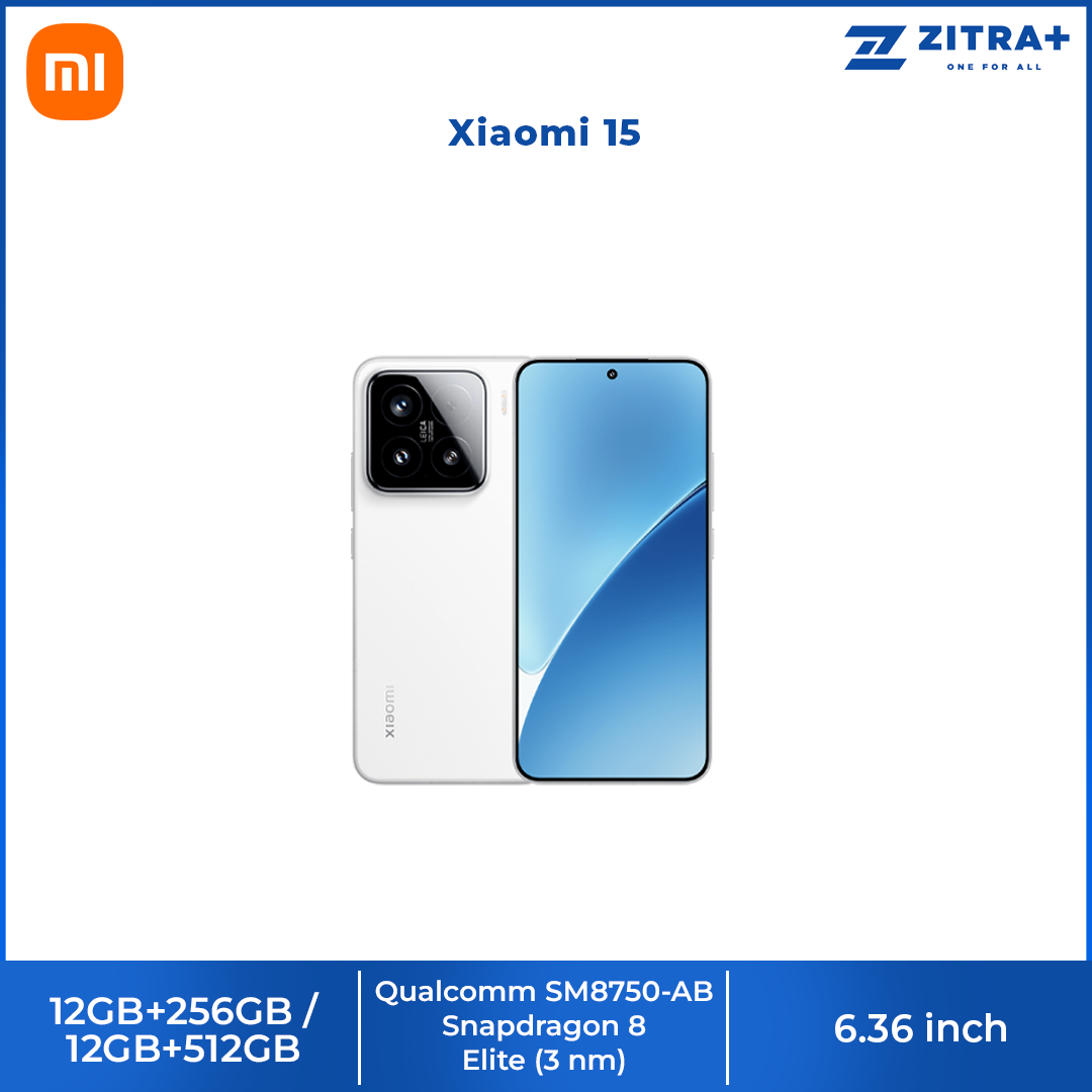 Xiaomi 15 12GB+256GB/ 12GB+512GB | Qualcomm SM8750-AB Snapdragon 8 Elite (3 nm) | 6.36 inches, LTPO AMOLED | 50MP Camera | Li-Po 5240 mAh, 90W HyperCharge