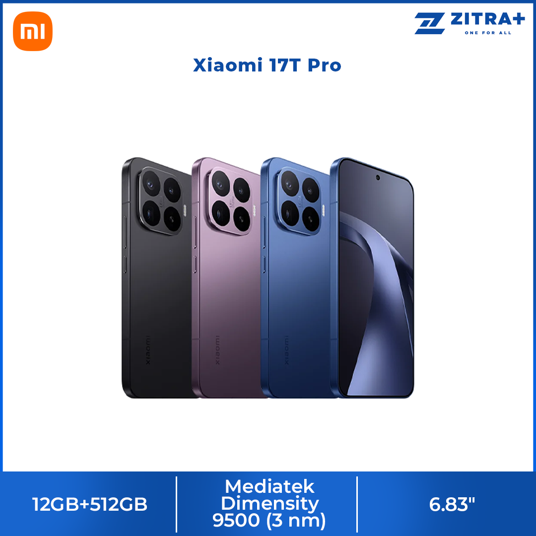 Xiaomi 17T Pro 12GB+512GB | MediaTek Dimensity 9500 | 6.83" 144Hz eye-care AMOLED display | 7000mAh