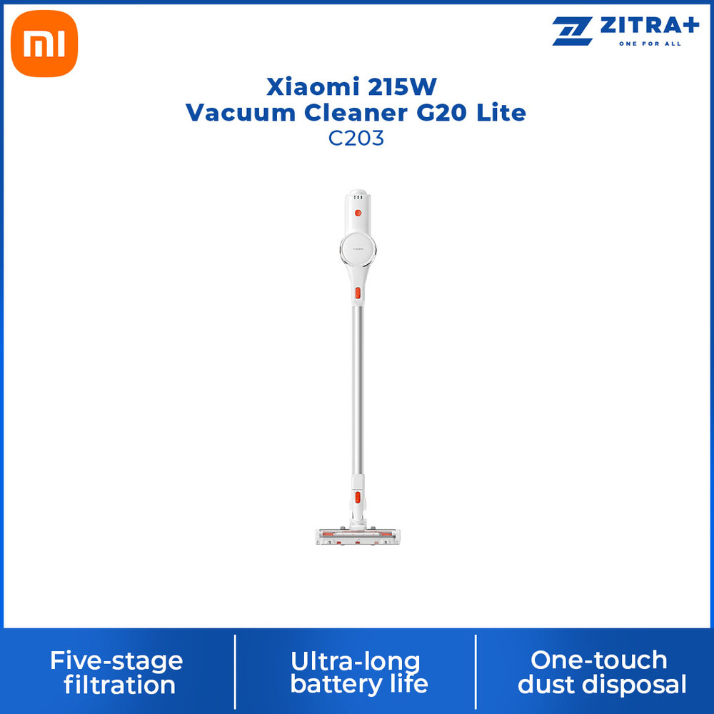 Xiaomi 215W Cordless Vacuum Cleaner G20 Lite C203 | Five-stage filtration | Ultra-long battery life | Upgraded brush head combo | 1  Year General Warranty
