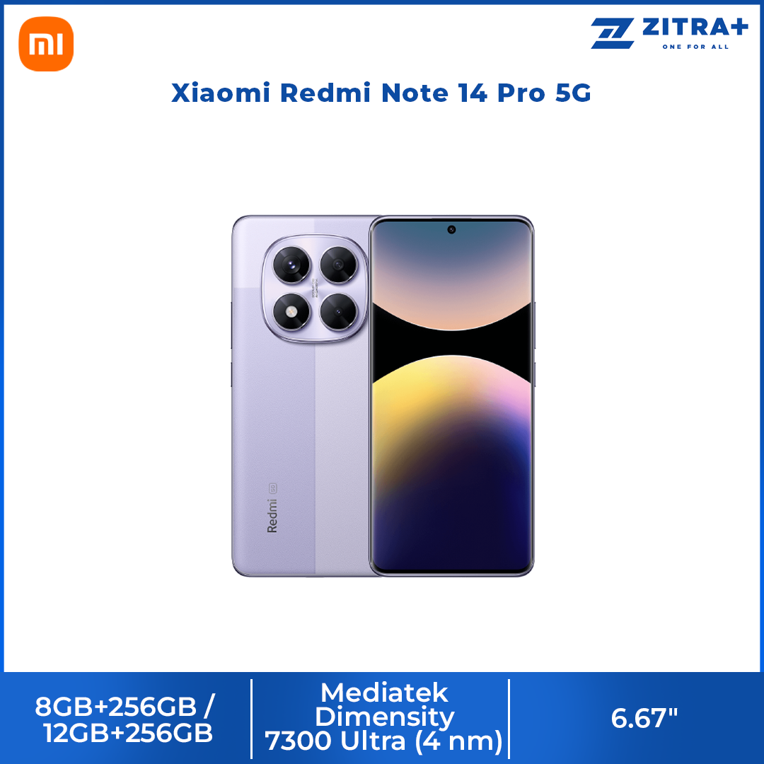 Xiaomi Redmi Note 14 Pro 5G | 200MP AI camera | MediaTek Dimensity 7300-Ultra | 1.5K 120Hz Eye-Care Display