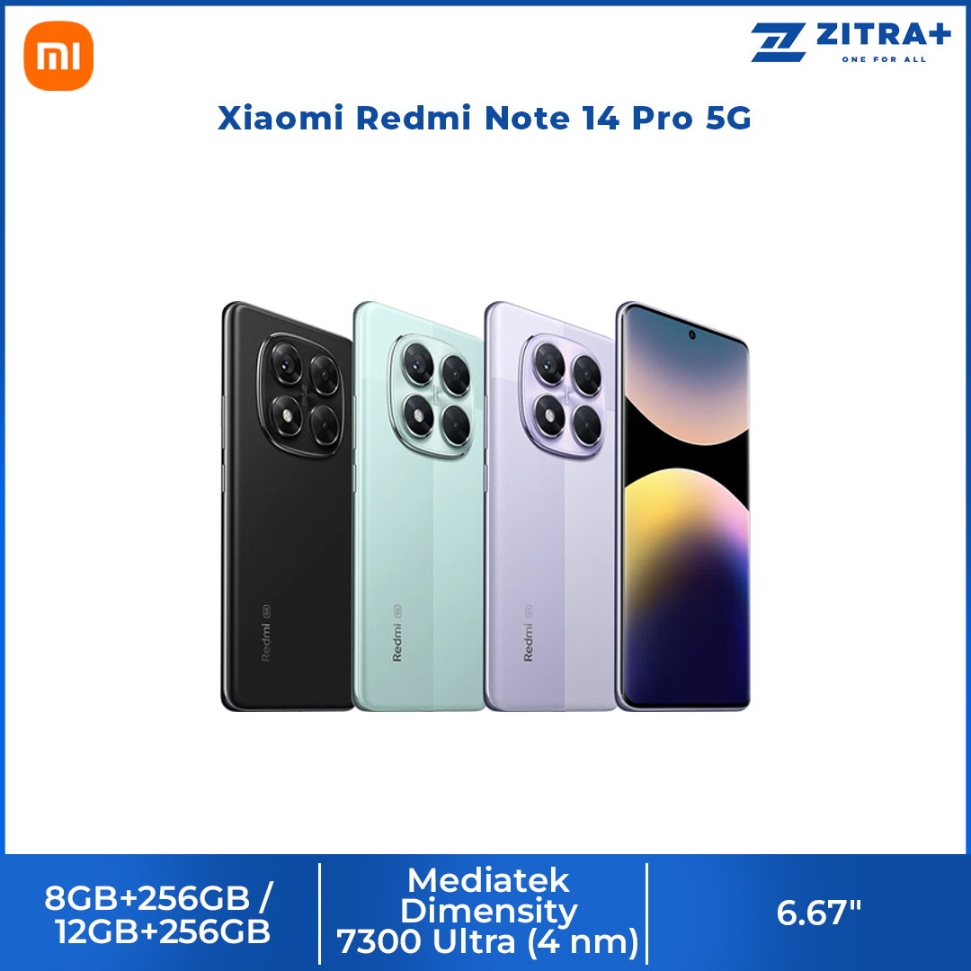Xiaomi Redmi Note 14 Pro 5G | 200MP AI camera | MediaTek Dimensity 7300-Ultra | 1.5K 120Hz Eye-Care Display