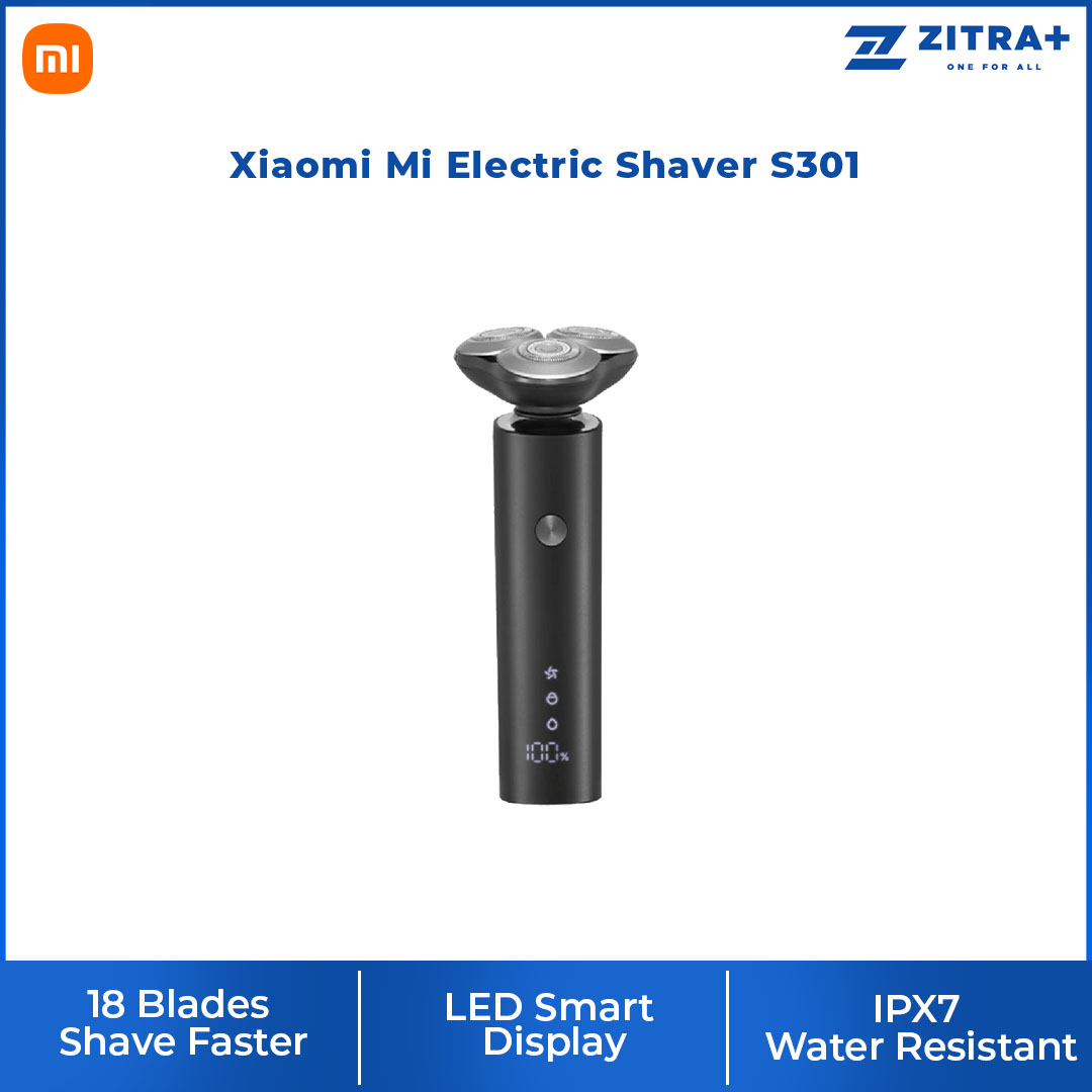 Xiaomi  Mi Electric Shaver S301 | Dual-track foils | Two adjustable speed levels | LED smart display  Monitor shaver status anytime | Electric Shaver with 1 Year Warranty
