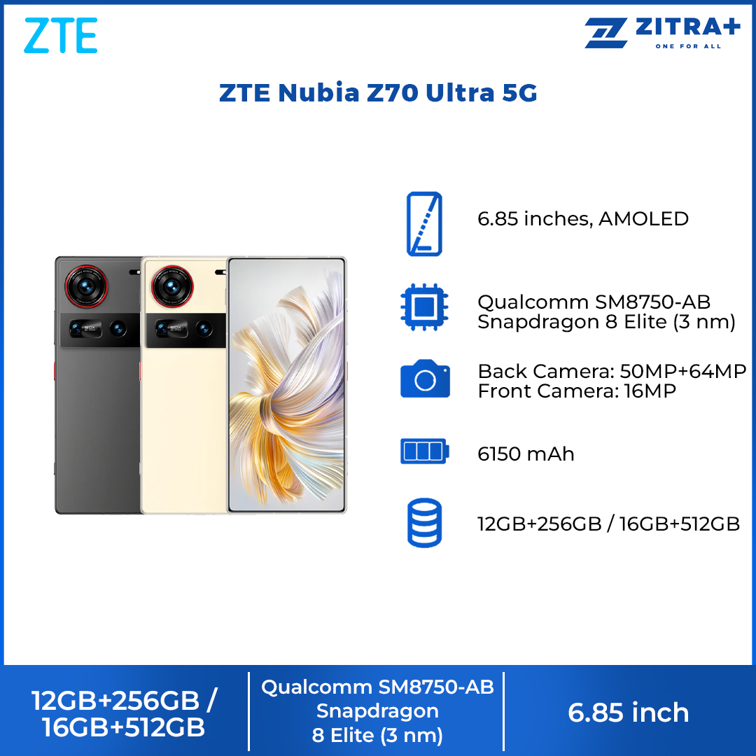 ZTE Nubia Z70 Ultra 5G 12GB+256GB / 16GB+512GB | Android 15, Nebula AIOS | Qualcomm SM8750-AB Snapdragon 8 Elite (3 nm)
