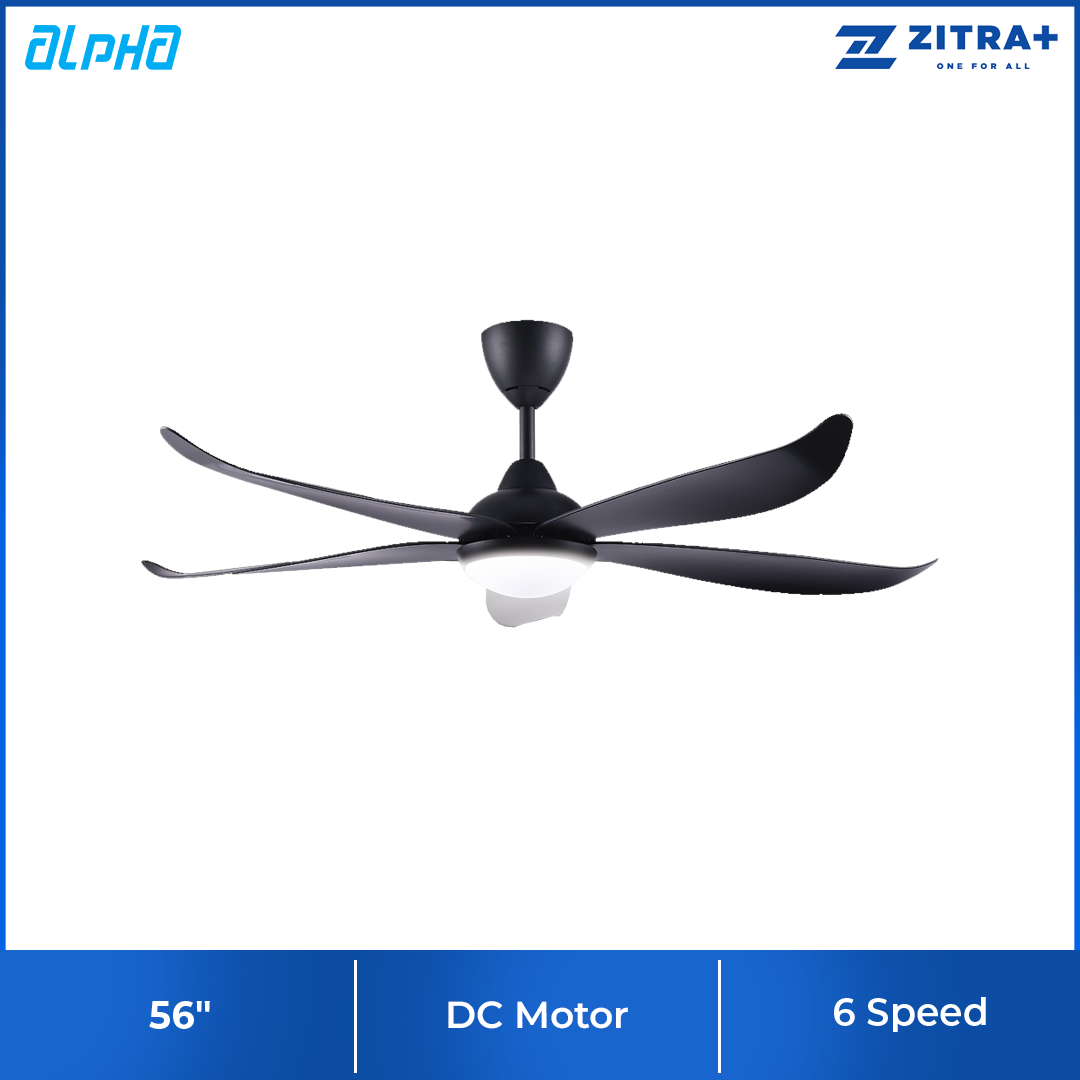ALPHA 56" VANNUS 5 Blades Ceiling Fan Luna 5B/56 LED | Low Noise | Timer | Forward Reverse | LED Colour Light | 6 Speed | Natural Wind | Ceiling Fan with 1 Year Warranty