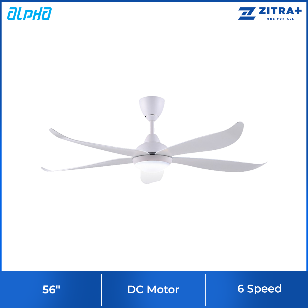 ALPHA 56" VANNUS 5 Blades Ceiling Fan Luna 5B/56 LED | Low Noise | Timer | Forward Reverse | LED Colour Light | 6 Speed | Natural Wind | Ceiling Fan with 1 Year Warranty